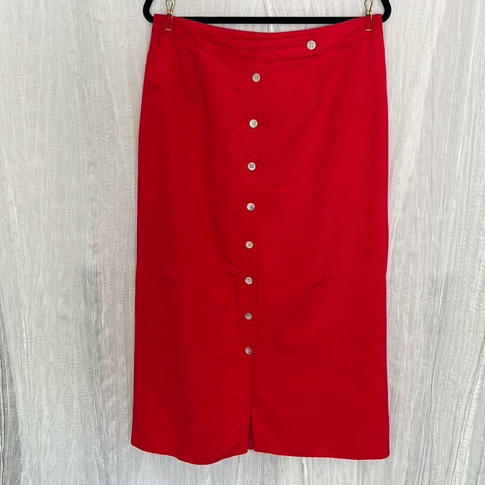 Emma James Red Skirt | Button Down Skirt | Size 14 | Midi Skirt | Vintage Skirt